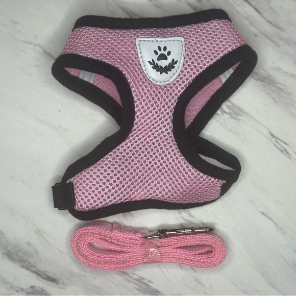 Reflective Pet Harness & Leash Set - Pink - Size Small - Picture 2 of 7